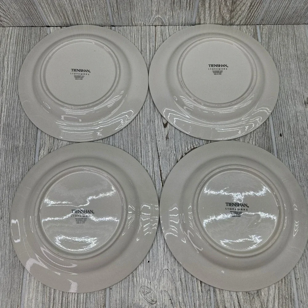 Tienshan Stoneware  Country Christmas Teddy Bear Salad Plates Set of 4